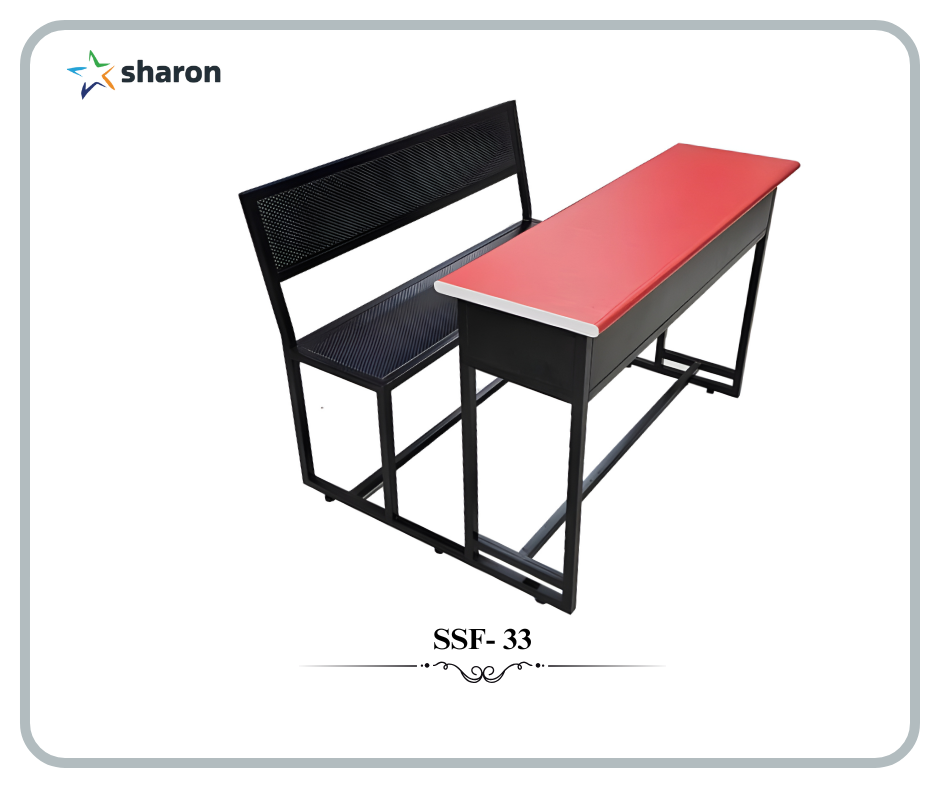 # High school classroom desk model # Two seater desk with benches