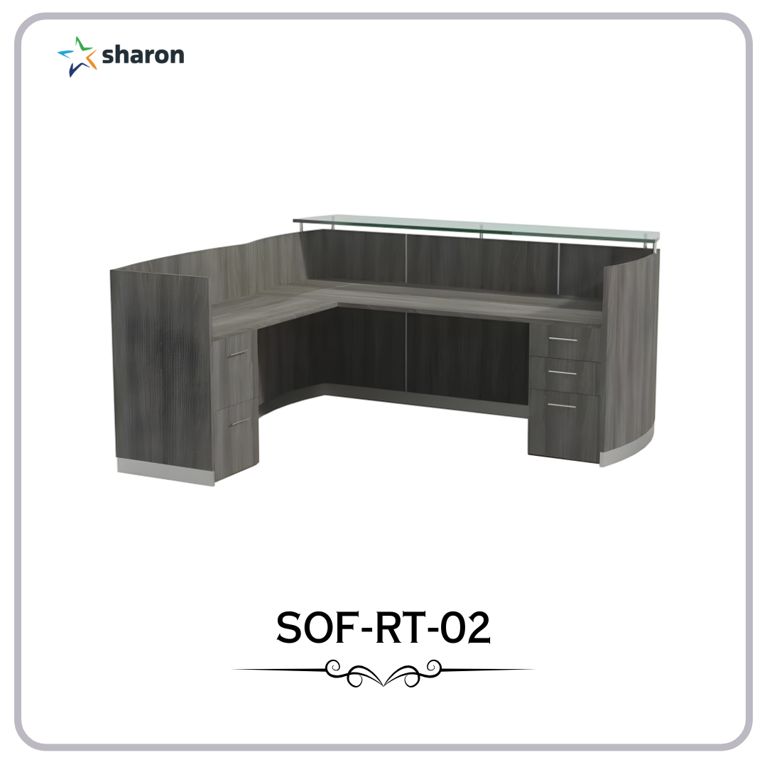 # L shaped Reception Table # Glass top Reception table