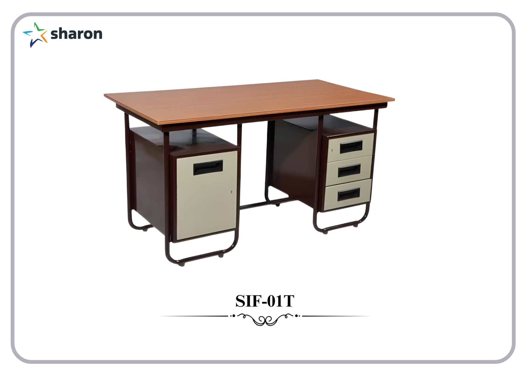 # Steel table with storage unit # Metal Table with drawers